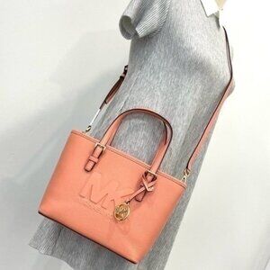 Michael Kors Satchel Crossbody Tote Bag Extra-Small Logo Embossed Top-Zip